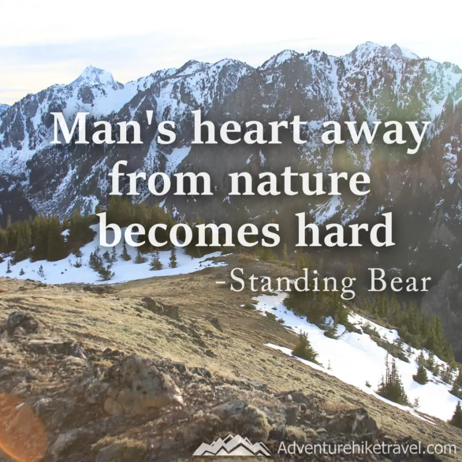 30 Inspirational Sayings and Quotes about Nature: "Man's heart away from nature becomes hard" -Standing Bear