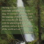 “As long as I live, I'll hear waterfalls and birds and winds sing. I'll interpret the rocks, learn the language of flood, storm, and the avalanche. I'll acquaint myself with the glaciers and wild gardens, and get as near the heart of the world as I can".” ― John Muir