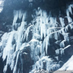 franklin falls winter hike. I was absolutely amazed at the enormity of the gigantic icicles surrounding the falls. The continuous mist and spray coming off of Franklin Falls allows for these humongous icicles to form. During particularly cold spells, Franklin Falls completely freezes over and ice climbers flock to this trail to climb the frozen waterfall.