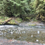 Barnes Creek flows into Lake Crescent in Olympic National Park. Bridge over the Falls Creek - Barnes Creek