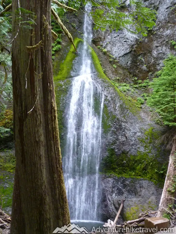 Hiking trails with waterfalls in Washington State. Marymere Falls, Olympic National Park