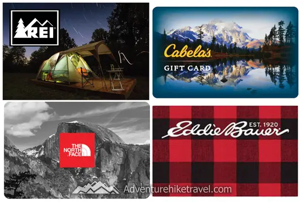 7 ways to save money on hiking and camping. Gift Cards. hristmas and Birthdays! Let family know which gift cards you want most! When family and friends ask you what you would like for your birthday or for other holidays, instead of replying I don’t know or I’m good with whatever, suggest a gift card. Some ideas (REI, Amazon, Bass Pro, Cabela’s, North Face, Eddie Bauer, Camping World, Field & Stream) Even if it’s only 5 bucks, every little bit counts and can help bring down that expensive price tag on gear. Every Amazon gift card I have gotten over the years has been used for hiking and camping gear.