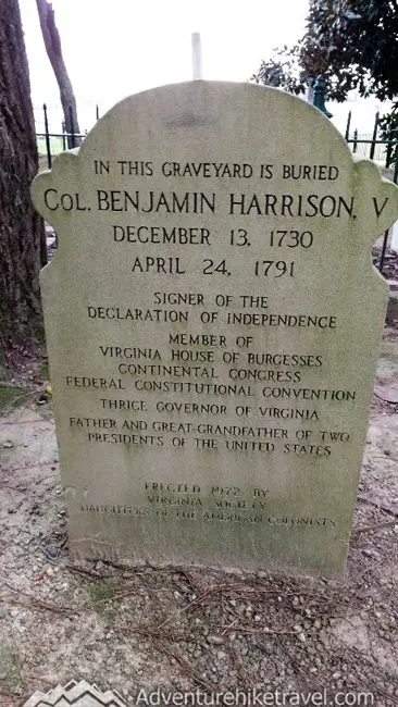 Places to visit in Virginia - Berkeley Plantation. Gravestone for Benjamin Harrison V