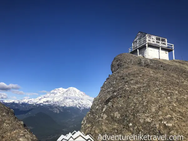 High Rock Lookout is a popular 3.2 mile round trip hike with 1,365 feet of elevation gain to a fire tower that was built in 1929. This moderately difficult hike leads to postcard-worthy 360-degree views that definitely have that Pacific Northwest wow factor! If you are just visiting Washington State or even a local who has yet to see this beauty, High Rock Lookout is a great hike to check out. It's sweeping views of Mount Rainier and the surrounding mountains and valley below are absolutely incredible.