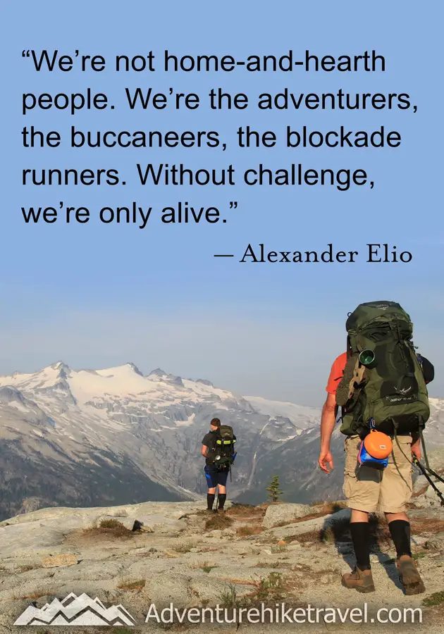 “We're not home-and-hearth people. We're the adventures, the buccaneers, the blockade runners. Without challenge, we're only alive." -Alexander Elio