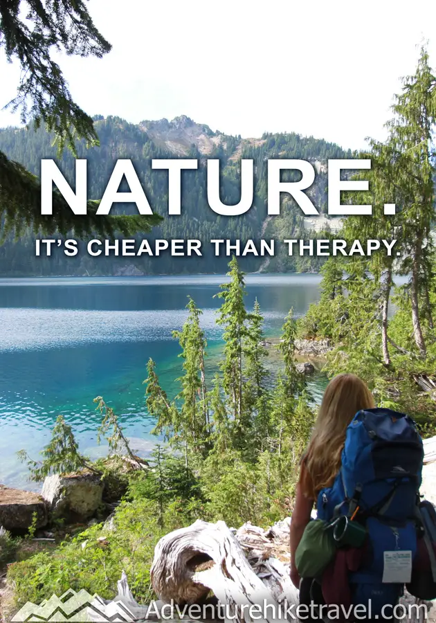 "Nature. It's cheaper than therapy." #hiking #quotes #inspirationalquotes #hikingquotes #adventurequotes #outdoors #trekking