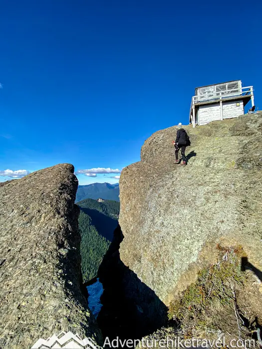 Sitting at an elevation of 5,685 feet, this old fire tower has breathtaking panoramic 360-degree views. From the top, you can see the Tatoosh mountain range, Sawtooth Ridge, the Goat Rocks, Mount Adams, Mount St. Helens, Mount Hood to the south in the far distance, and sitting directly behind the fire tower is an up-close postcard-worthy view of Mount Rainier.