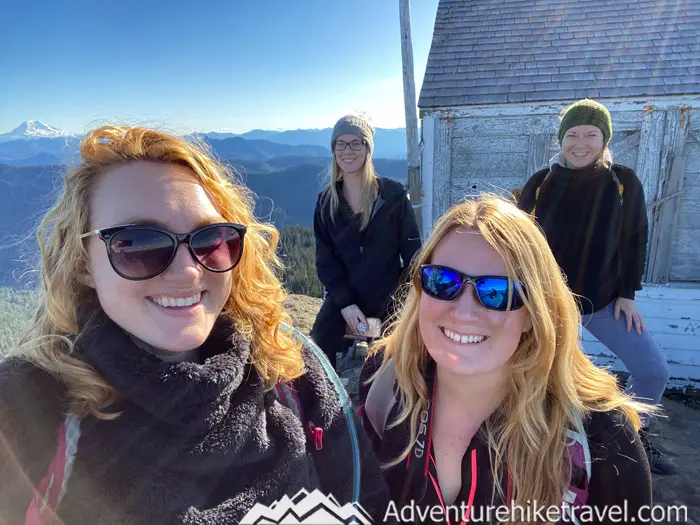 Sitting at an elevation of 5,685 feet, this old fire tower has breathtaking panoramic 360-degree views. From the top, you can see the Tatoosh mountain range, Sawtooth Ridge, the Goat Rocks, Mount Adams, Mount St. Helens, Mount Hood to the south in the far distance, and sitting directly behind the fire tower is an up-close postcard-worthy view of Mount Rainier.