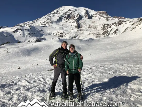 New to snowshoeing? Are you a local living in Washington State or visiting the Pacific Northwest during winter? Want something fun to do? Try snowshoeing at Mt. Rainier National Park.Our First-timer’s Guide to Snowshoeing at Mt. Rainier can give you the information you need to take off on your own snowshoeing adventure. #hiking #nature #mountains #adventure #travel #Mtrainier #traveltips #experiencewa #snowshoeing #pacificnorthwest #wastate #nationalparks #ustravel