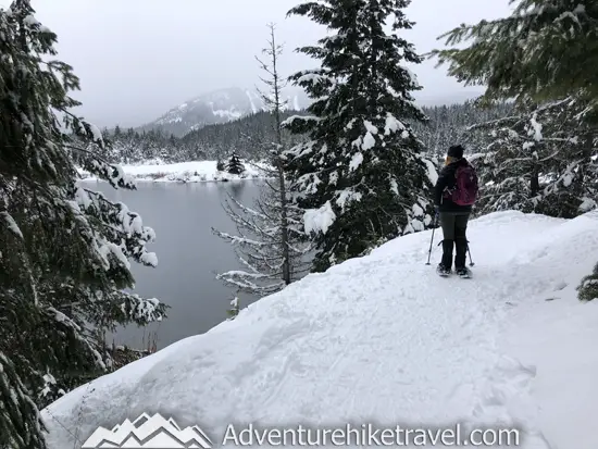 New to snowshoeing? Or just need a fun day-trip getaway? Try snowshoeing the Gold Creek Pond Trail east of Snoqualmie Pass in Washington State. With easy access just off I-90 at Exit 54, you can start snowshoeing through the tall evergreen trees on the edge of the Mount Baker-Snoqualmie National Forest just minutes after parking your car. #hiking #nature #mountains #adventure #travel #traveltips #experiencewa #snowshoeing #pacificnorthwest #wastate #nationalparks #ustravel