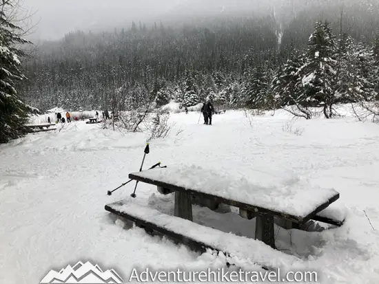 New to snowshoeing? Or just need a fun day-trip getaway? Try snowshoeing the Gold Creek Pond Trail east of Snoqualmie Pass in Washington State. With easy access just off I-90 at Exit 54, you can start snowshoeing through the tall evergreen trees on the edge of the Mount Baker-Snoqualmie National Forest just minutes after parking your car. #hiking #nature #mountains #adventure #travel #traveltips #experiencewa #snowshoeing #pacificnorthwest #wastate #nationalparks #ustravel