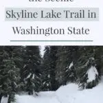 Looking for an easy snowshoeing destination with gorgeous views? Check out the Skyline Lake Trail in Washington State. This short yet steep hike has stunning mountain peaks and snow-covered boulder fields leading to a frozen lake. This is a great place to spend a fun-filled day in the mountains.