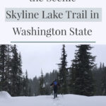 Looking for an easy snowshoeing destination with gorgeous views? Check out the Skyline Lake Trail in Washington State. This short yet steep hike has stunning mountain peaks and snow-covered boulder fields leading to a frozen lake. This is a great place to spend a fun-filled day in the mountains.