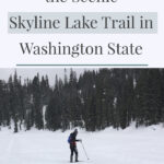 Looking for an easy snowshoeing destination with gorgeous views? Check out the Skyline Lake Trail in Washington State. This short yet steep hike has stunning mountain peaks and snow-covered boulder fields leading to a frozen lake. This is a great place to spend a fun-filled day in the mountains.