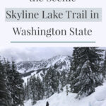 Looking for an easy snowshoeing destination with gorgeous views? Check out the Skyline Lake Trail in Washington State. This short yet steep hike has stunning mountain peaks and snow-covered boulder fields leading to a frozen lake. This is a great place to spend a fun-filled day in the mountains.