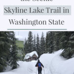 Looking for an easy snowshoeing destination with gorgeous views? Check out the Skyline Lake Trail in Washington State. This short yet steep hike has stunning mountain peaks and snow-covered boulder fields leading to a frozen lake. This is a great place to spend a fun-filled day in the mountains.