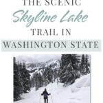 Looking for an easy snowshoeing destination with gorgeous views? Check out the Skyline Lake Trail in Washington State. This short yet steep hike has stunning mountain peaks and snow-covered boulder fields leading to a frozen lake. This is a great place to spend a fun-filled day in the mountains.