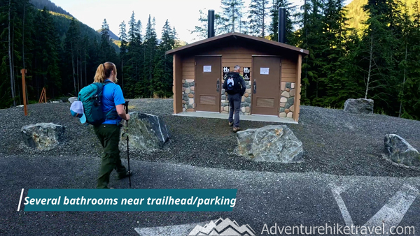 Are There Toilets at Melakwa Lake? If you’re wondering about restroom facilities on the Melakwa Lake hike, you’ll find a vault toilet at the Denny Creek Trailhead, perfect for a quick stop before or after your hike.