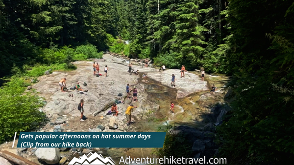 Cool off on the Denny Creek Waterslide, a natural rock slide along the Melakwa Lake Trail near Snoqualmie Pass, WA. This scenic hike features rushing turquoise waters, lush forest, and leads to the stunning alpine beauty of Melakwa Lake—perfect for adventurous day hikes in the PNW. #DennyCreekWaterslide