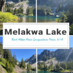 Experience the beauty of Melakwa Lake, Washington, on a day hike via Denny Creek Trail. Pass waterfalls, forests, and natural rock waterslides before arriving at a turquoise alpine lake framed by towering mountains—a top PNW hiking destination. #MelakwaLake #WashingtonHikes