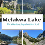 Experience the beauty of Melakwa Lake, Washington, on a day hike via Denny Creek Trail. Pass waterfalls, forests, and natural rock waterslides before arriving at a turquoise alpine lake framed by towering mountains—a top PNW hiking destination. #MelakwaLake #WashingtonHikes